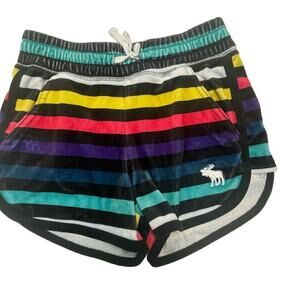 Abercrombie Kids Size 9/10 Velour Rainbow Stripe Running Shorts Velvet